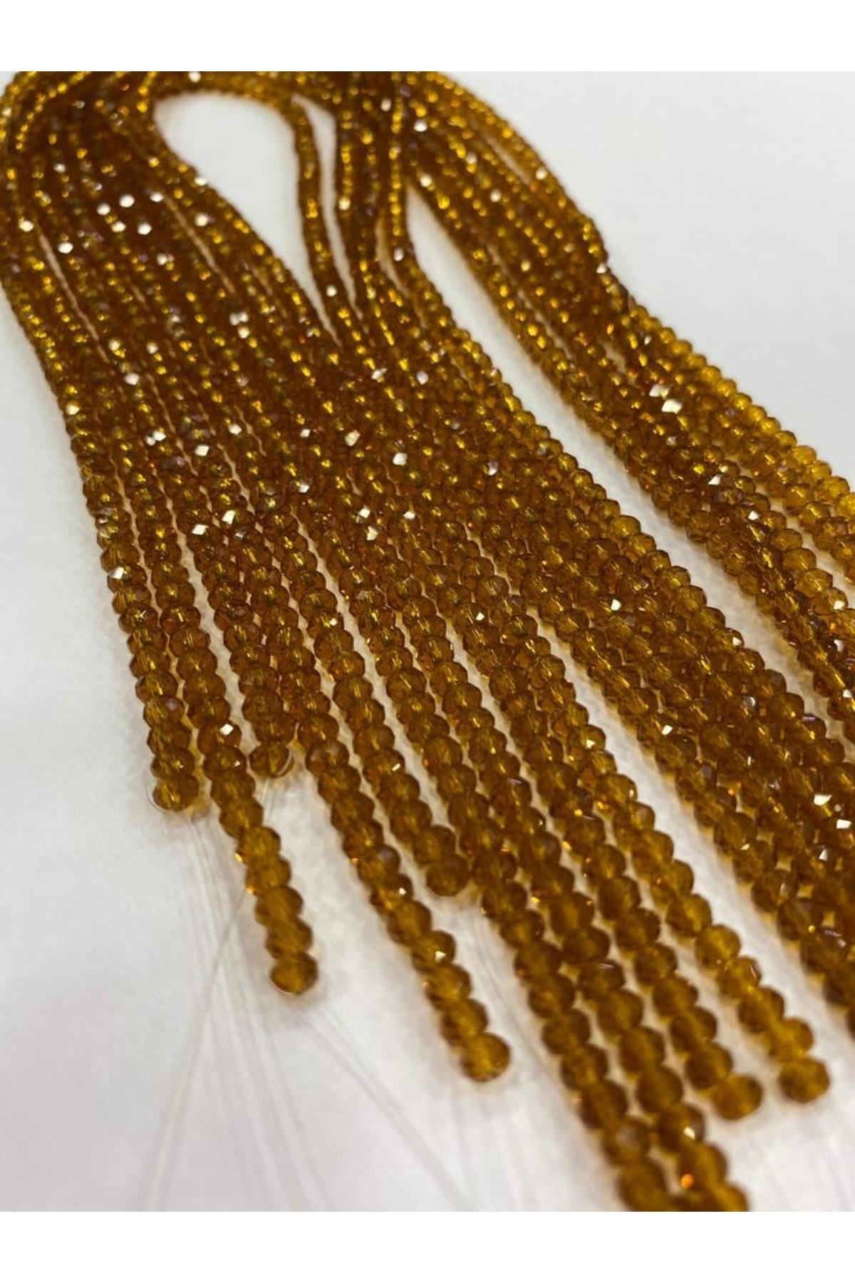 Kristal Boncuk Dizisi 4 Mm.hardal Sarı Renk ,takı Yapım Malzemesi