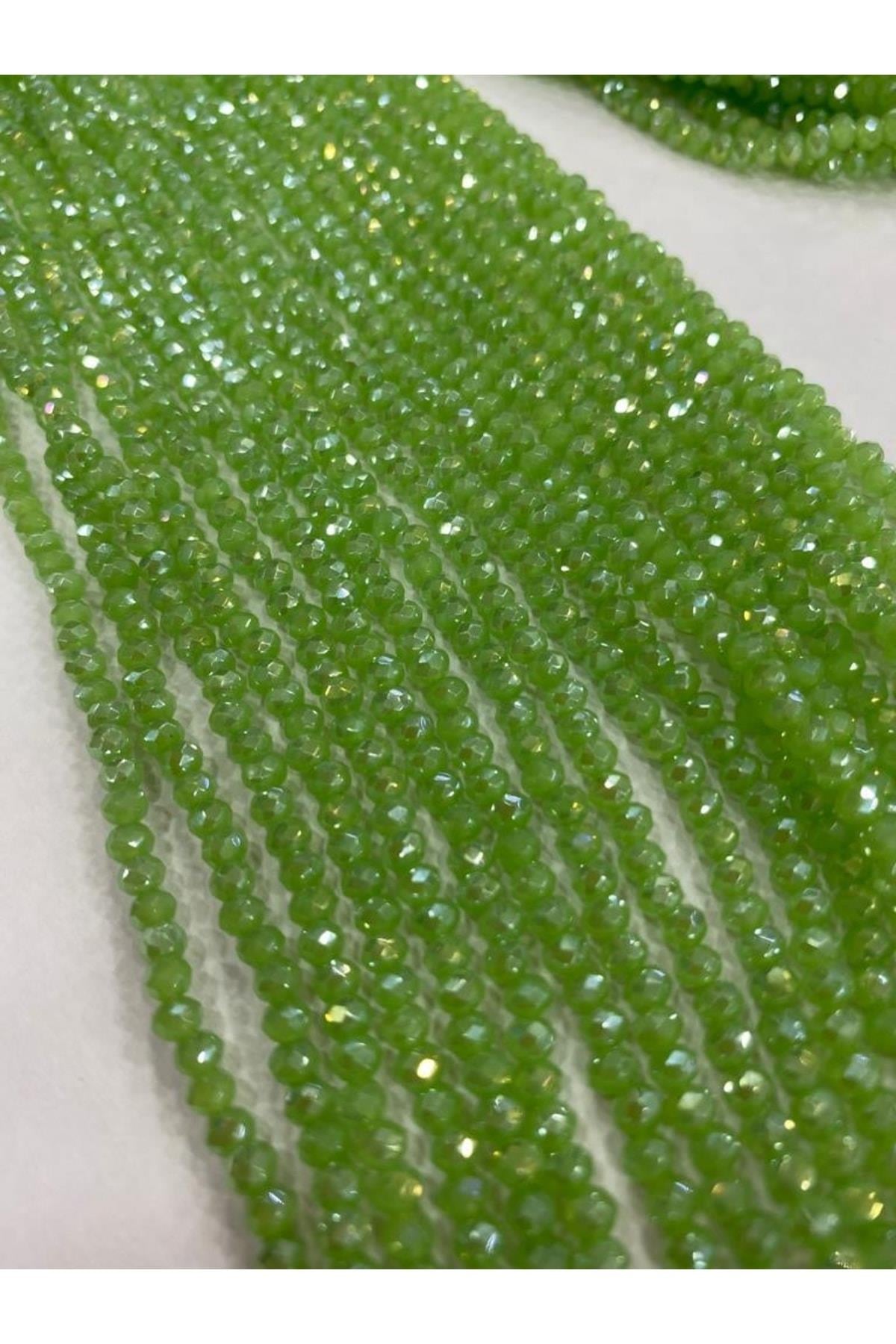Kristal Boncuk Dizisi 4 Mm.açık Yeşil Renk ,takı Yapım Malzemesi