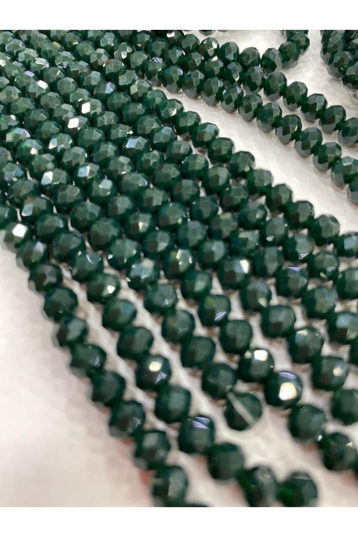 Kristal Boncuk Dizisi 6 Mm Haki Yeşil Renk ,takı Yapım Malzemesi