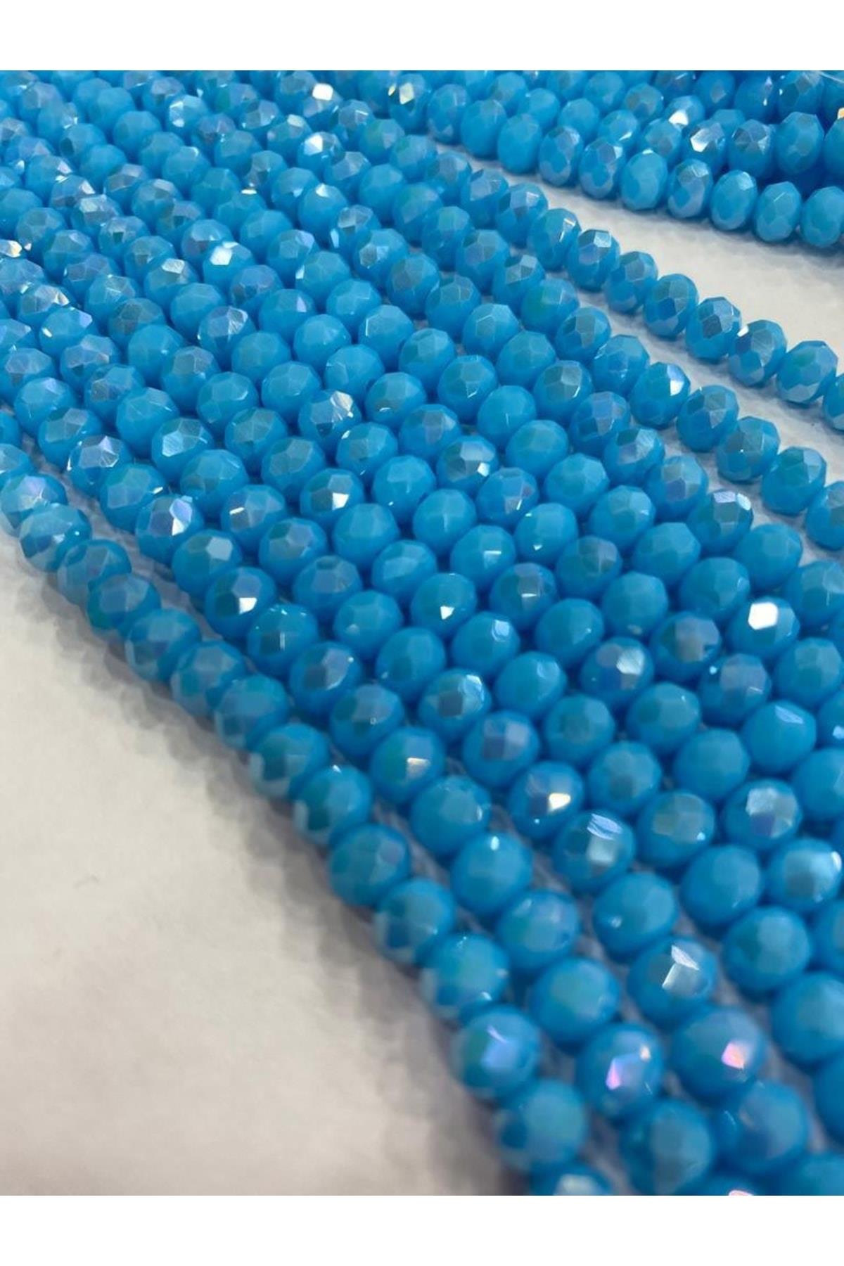 Kristal Boncuk Dizisi 6 Mm Mavi Renk ,takı Yapım Malzemesi