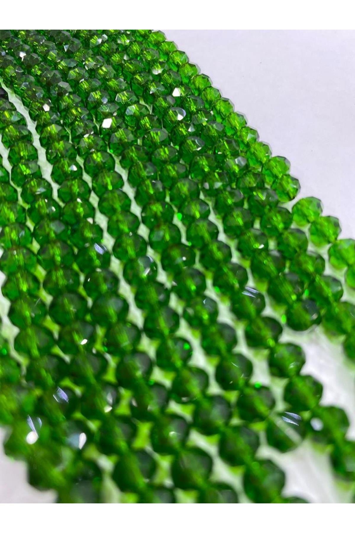 Kristal Boncuk Dizisi 6 Mm Parlak Yeşil Renk ,takı Yapım Malzemesi