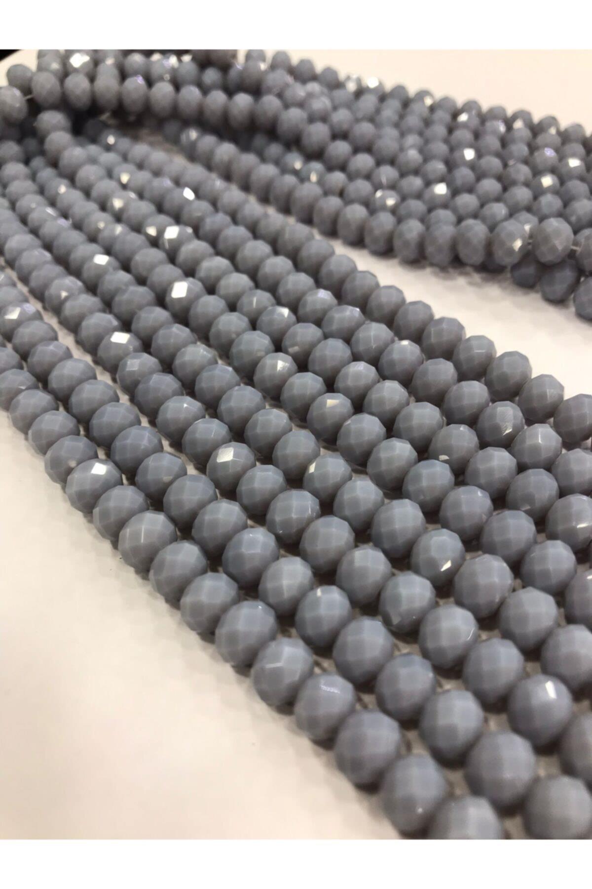 Kristal Boncuk ,koyu Gri Renk Kristal Boncuk Dizisi, 8 Mm Yuvarlak 40cm Dizi