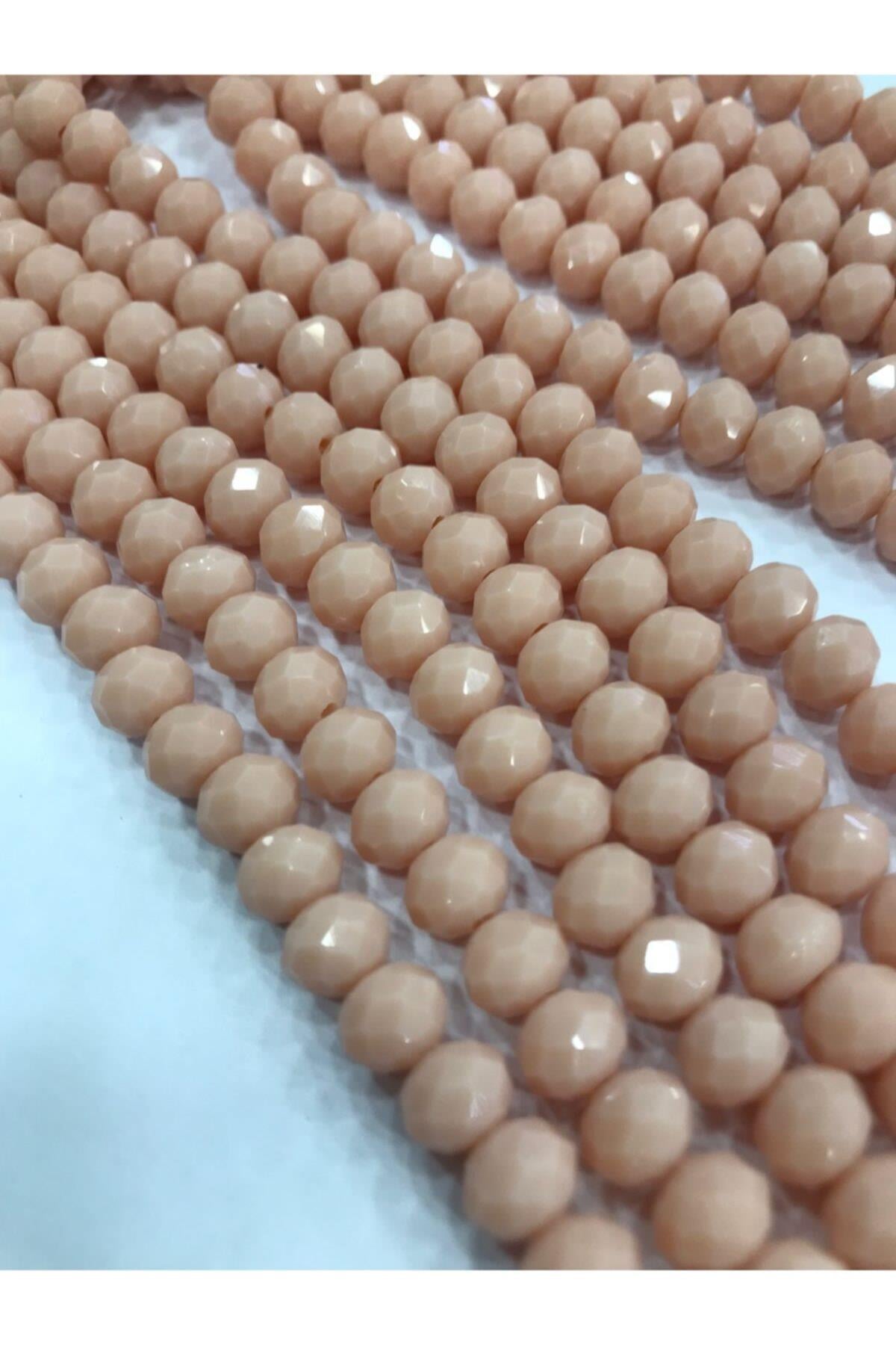 Kristal Boncuk , Koyu Krem Renk Kristal Boncuk Dizisi, 8 Mm Yuvarlak 40cm Dizi