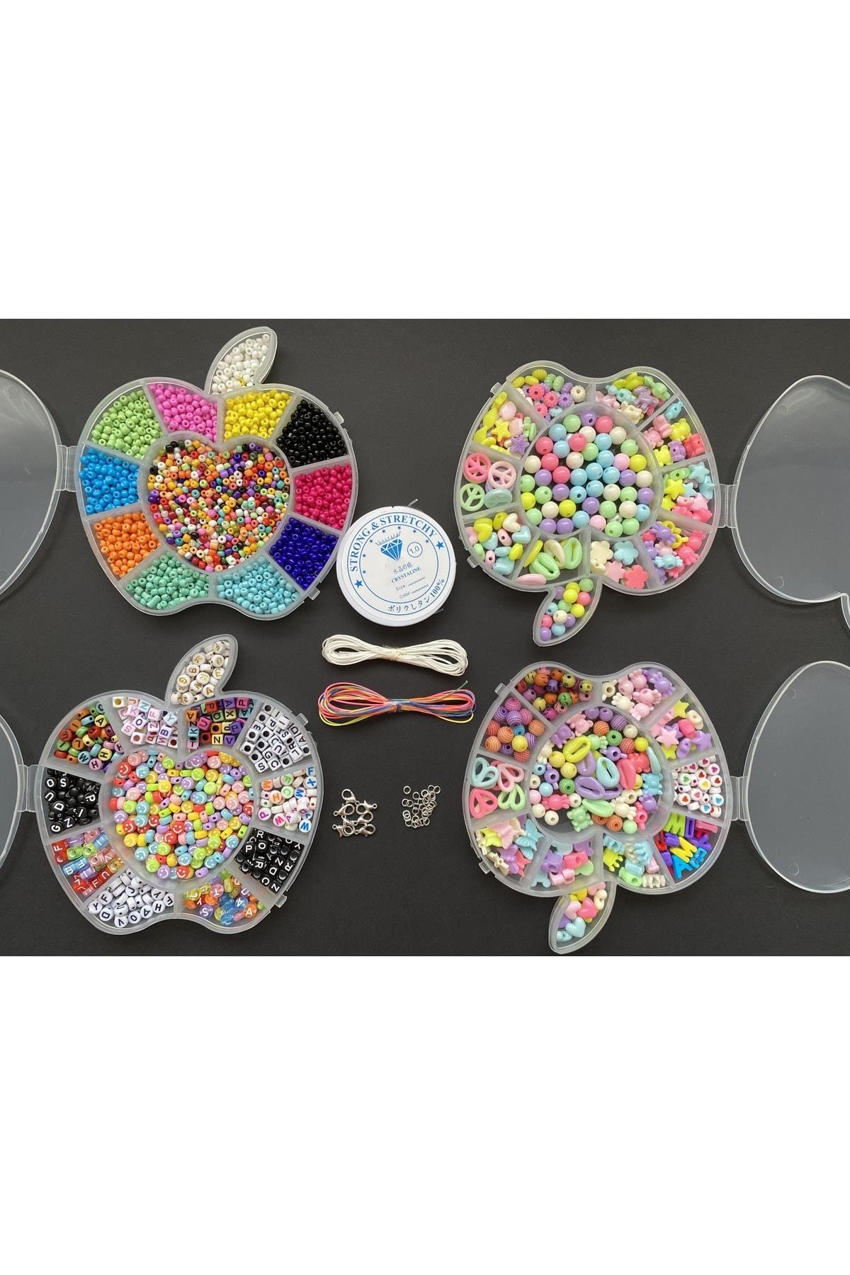 Kum Boncuk Harf Boncuk Ve Figür Boncuk Takı Yapım Ve Hobi Malzemeleri 4lü Set