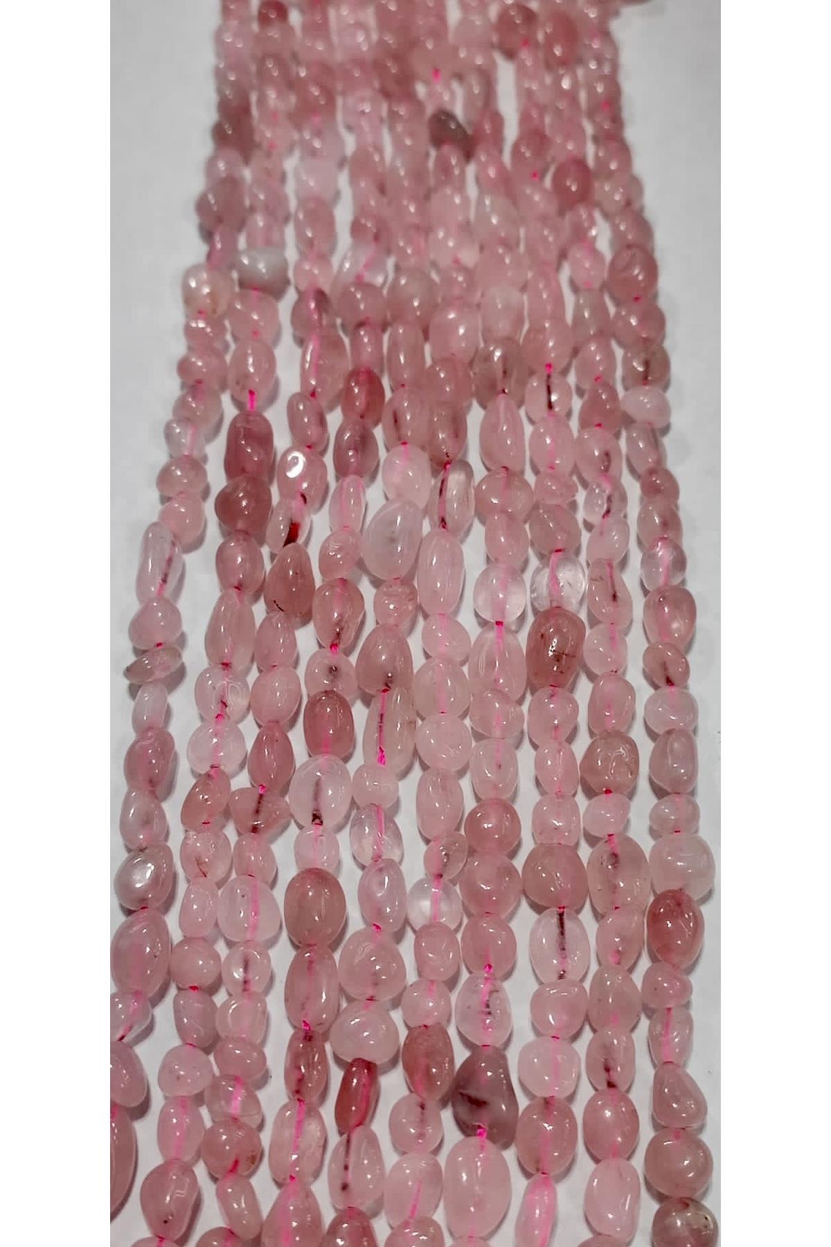 Livza Bijuteri Pembe Kuvars Doğal Taş Dizisi Doğaltaş Takı Yapımı
