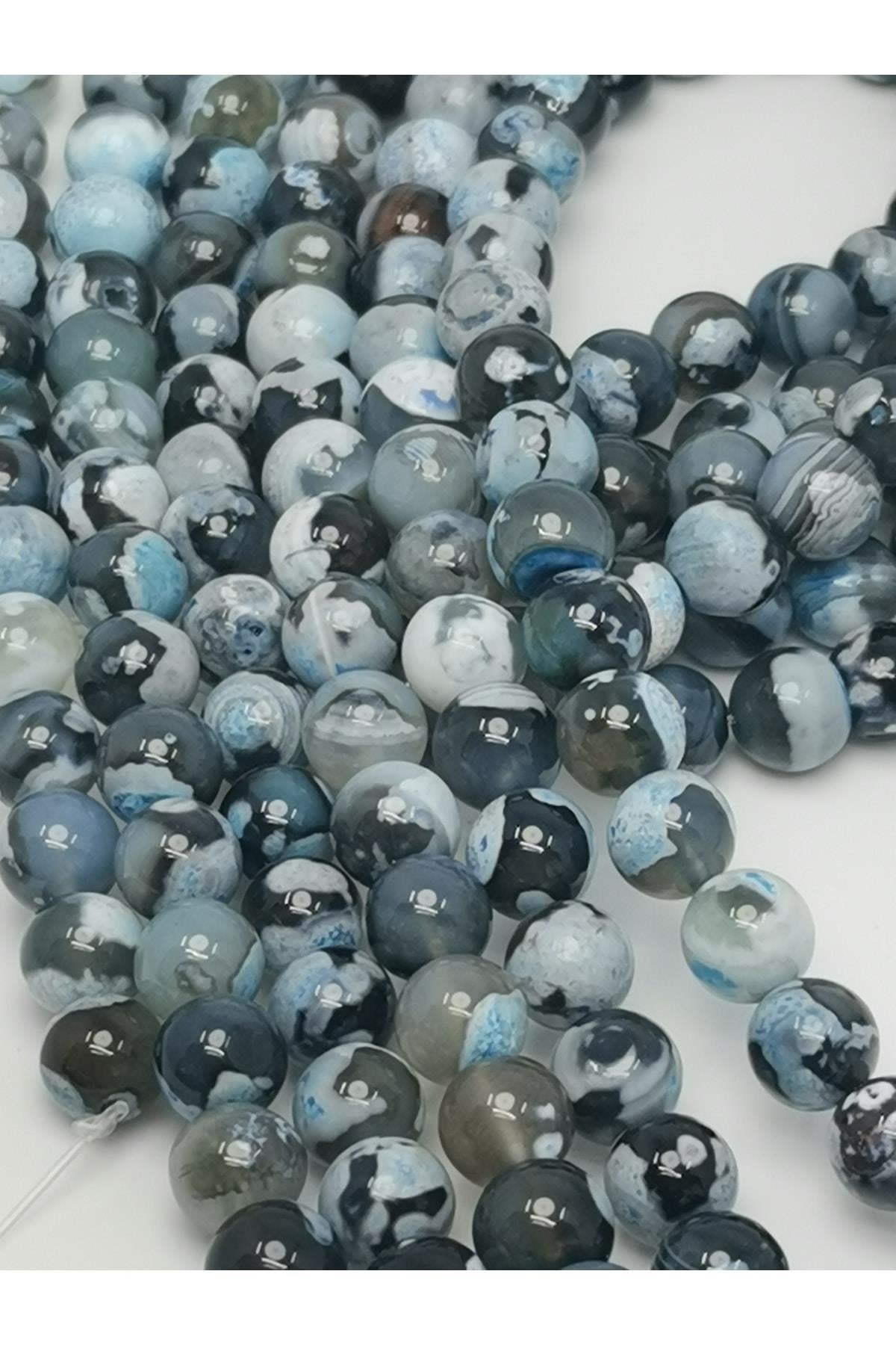 Mavi Akik Doğal Taş Dizisi 8mm Doğaltaş