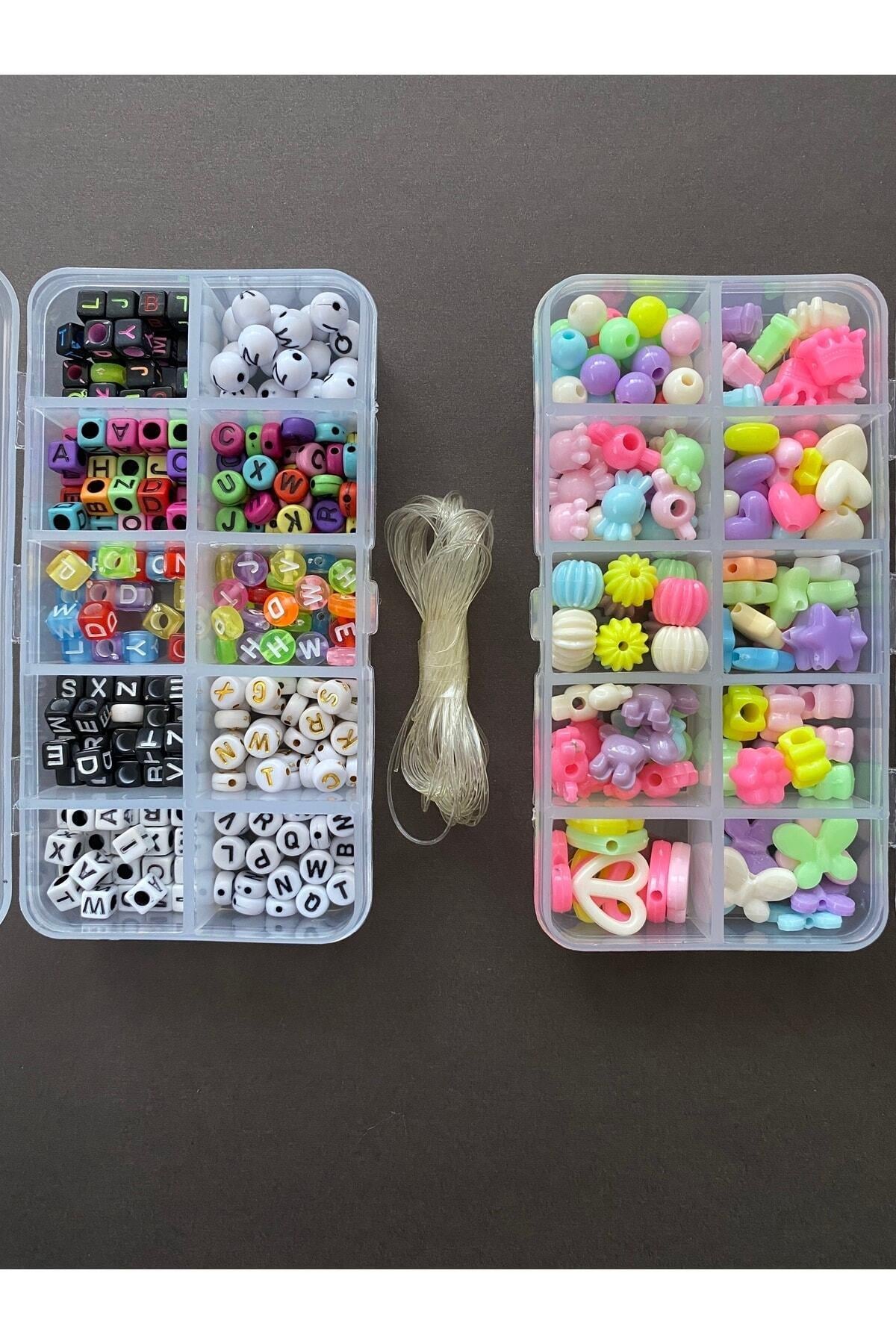 Organizer Kutuda Misinalı Harf Ve Plastik Boncuk Takı Yapım Hobi Seti