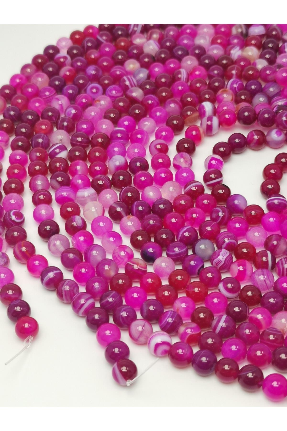 Pembe Akik Doğal Taş Dizisi 8mm Doğaltaş