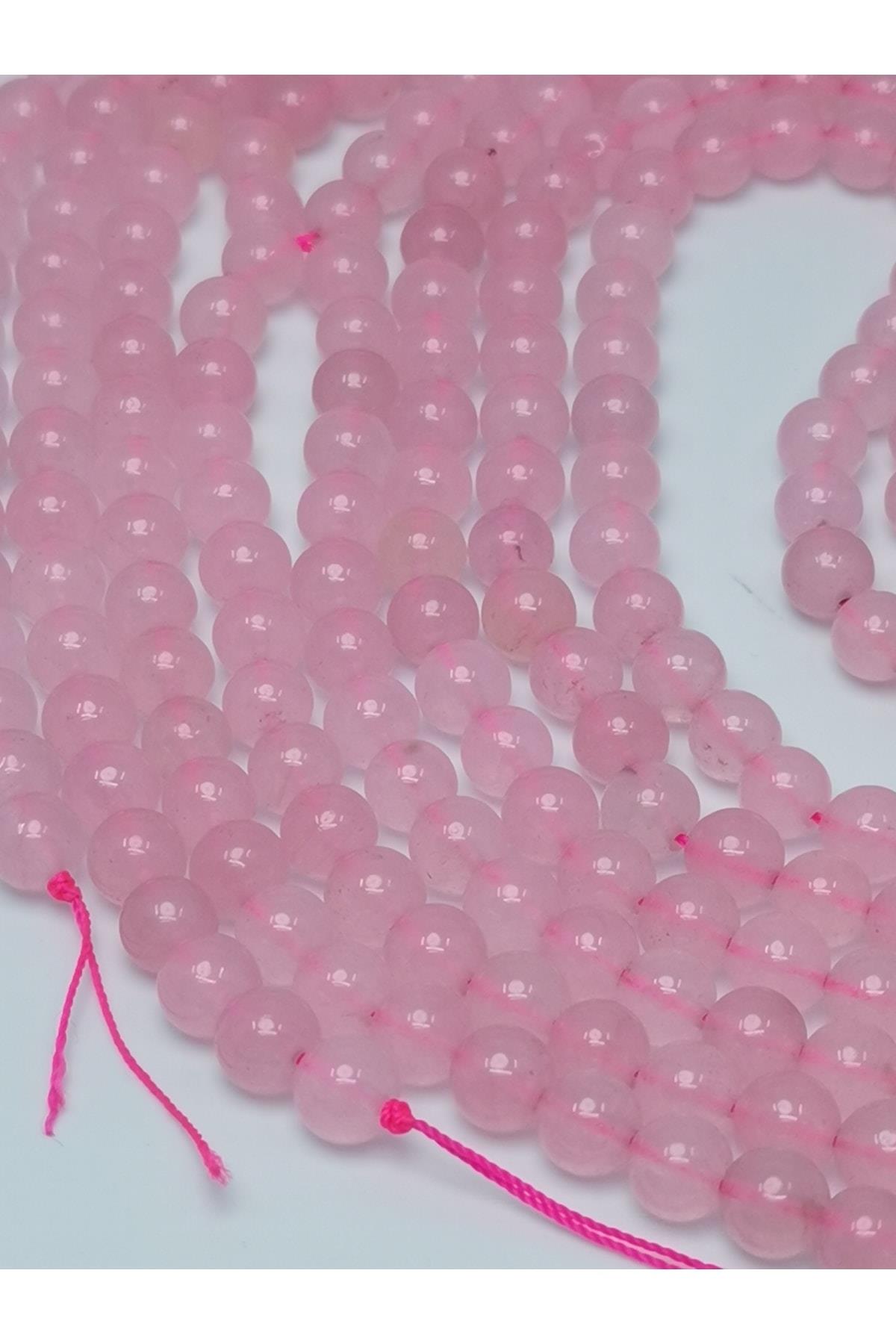 Pembe Kuvars Doğal Taş Dizisi 8mm Doğaltaş Takı Yapımı