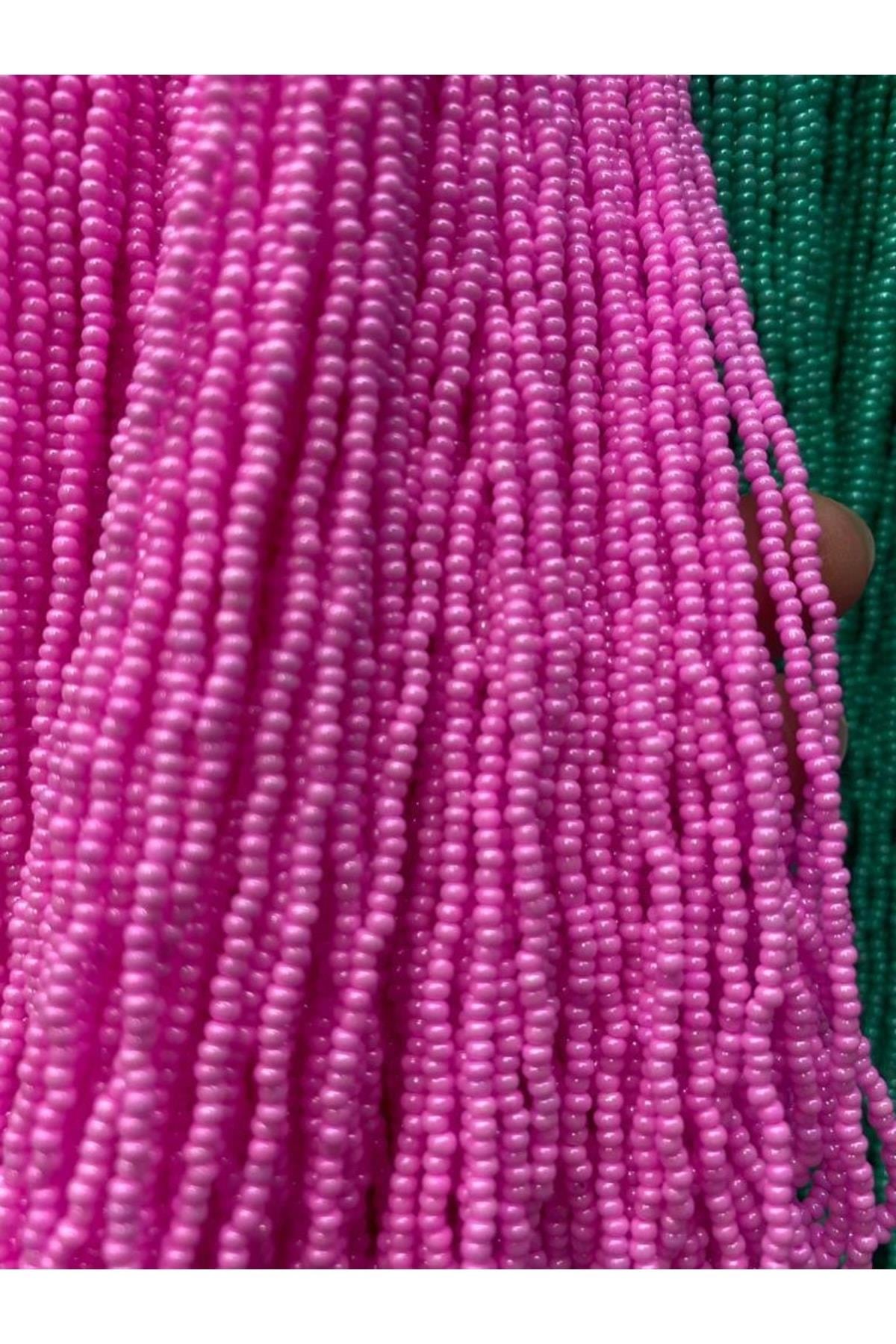 Pembe Renk Kum Boncuk , Takı Yapım Malzemesi (ölçü 11,00 ) Bir Bağ (12 Dizi)