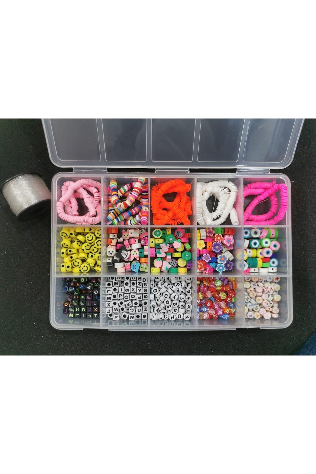 Polimer Fimo Takı Yapım Seti Misinalı Boncuk Set Hobi