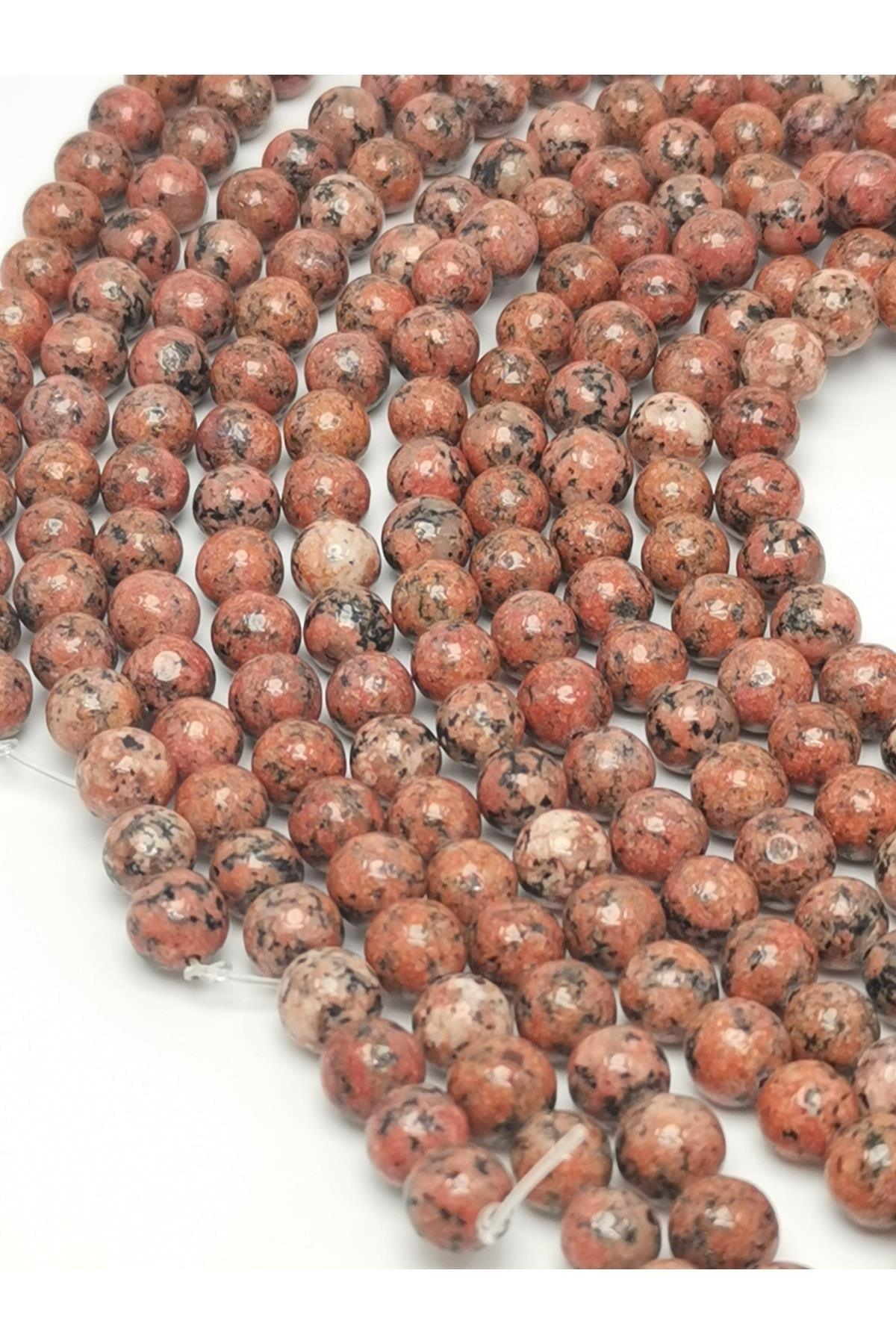 Siyah Benekli Mercan Doğal Taş Dizisi 8mm Doğaltaş Takı Yapımı