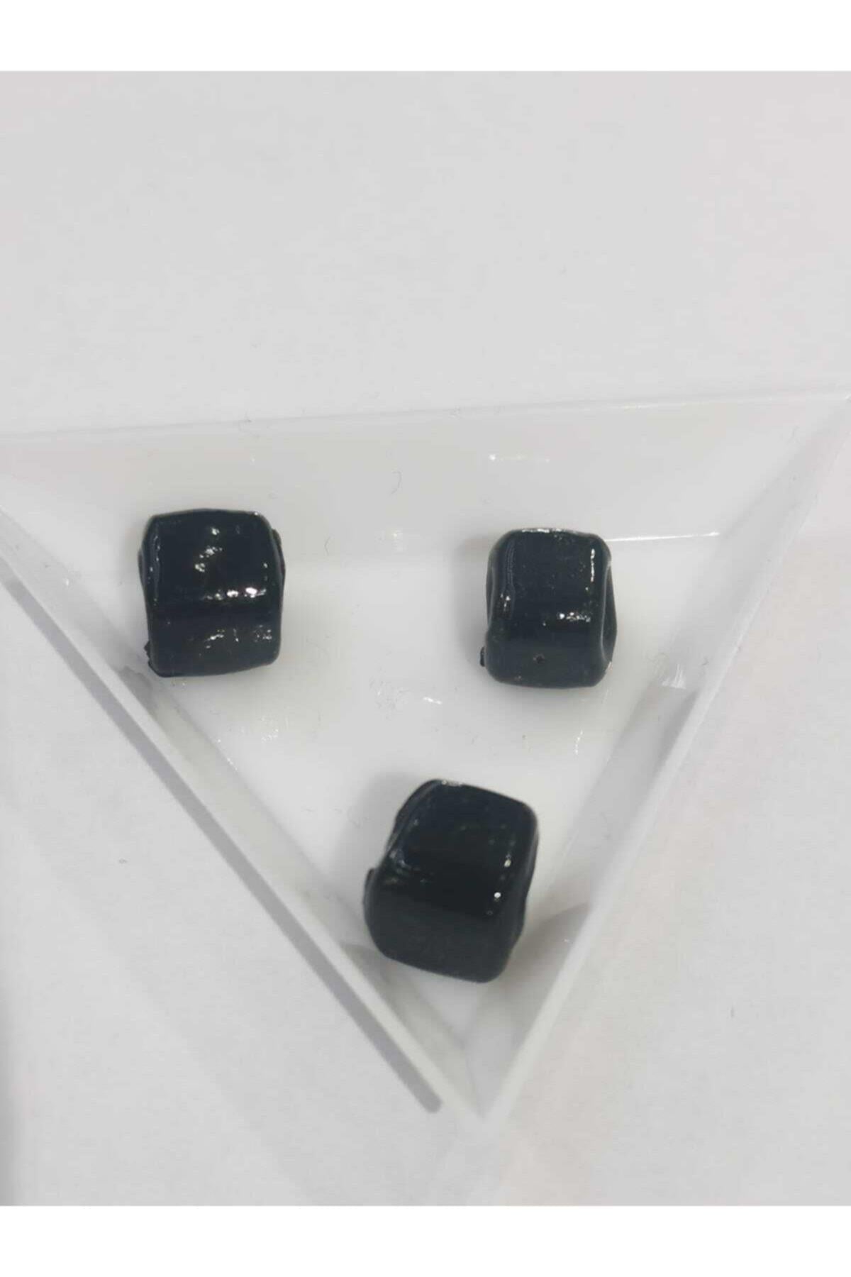 Siyah Renk Kare Cam Boncuk,9 Mm Camboncuk ,takı Yapımı (3 Adet )