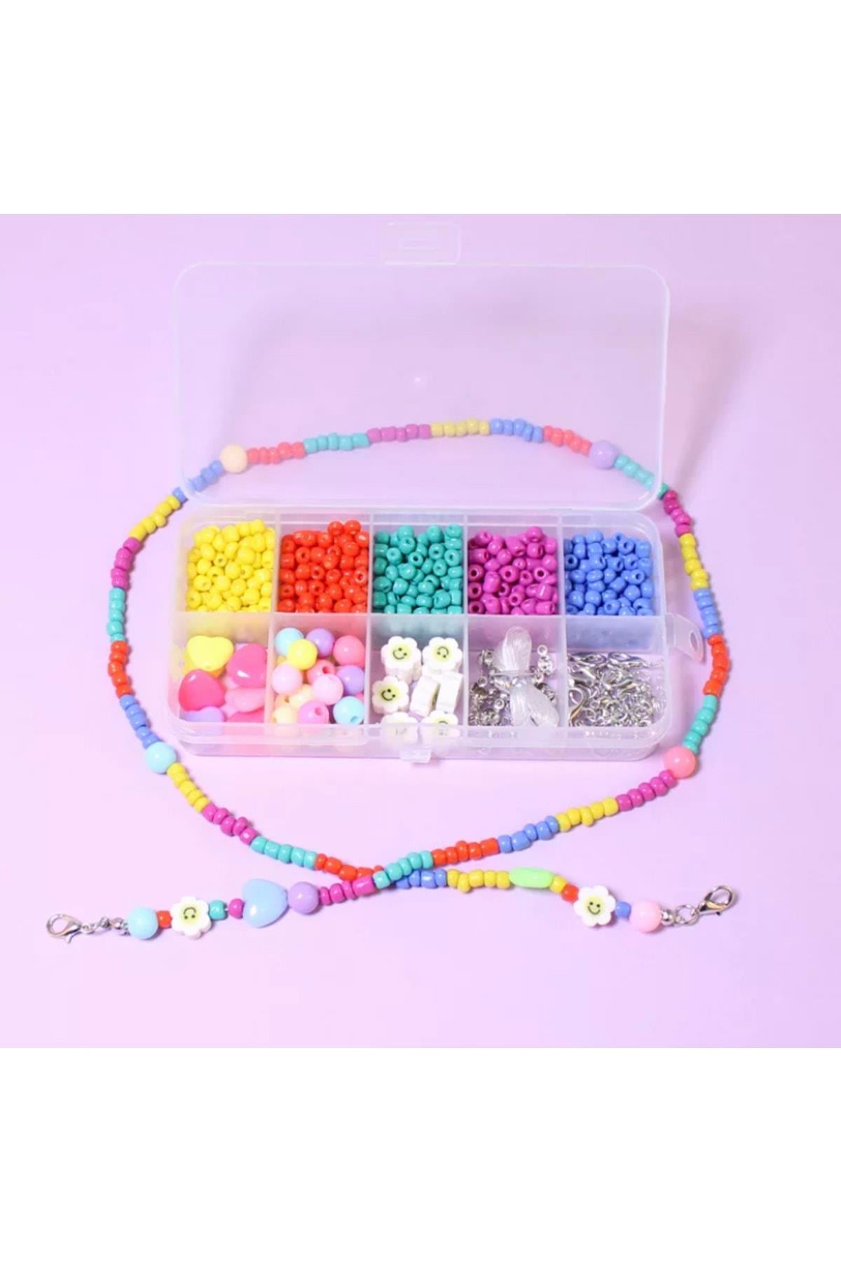 Takı Kolye Bileklik Halhal Yapma Seti, Telefon Charm Set Hobi Kum Boncuk, Fimo Boncuk