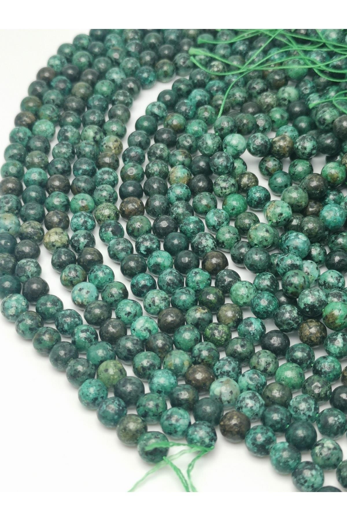 Yeşil Siyah Malahit Doğal Taş Dizisi 8mm