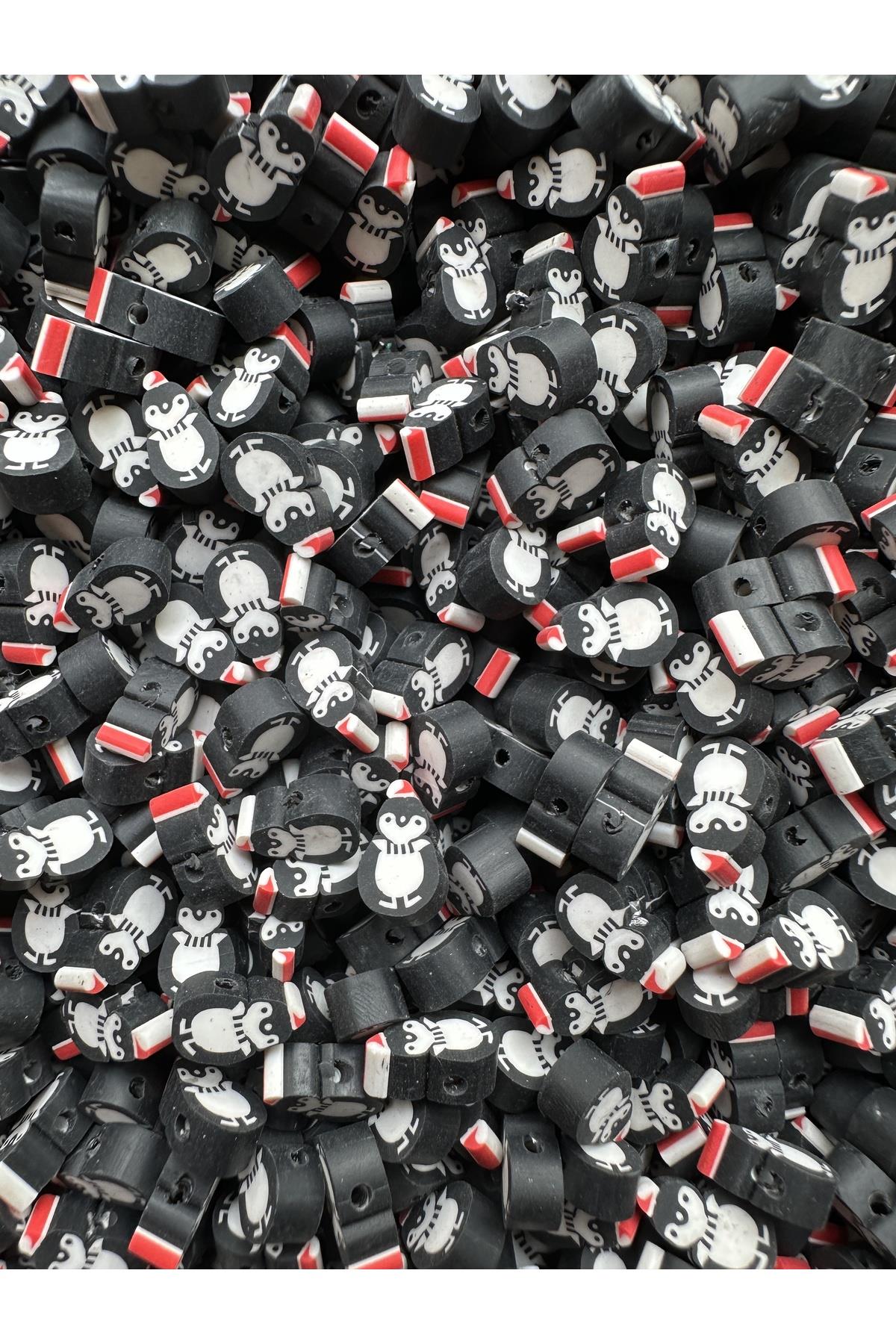 Yılbaşı Penguen Desenli Polimer Kil Figür Fimo Takı Malzemesi 20 Adet