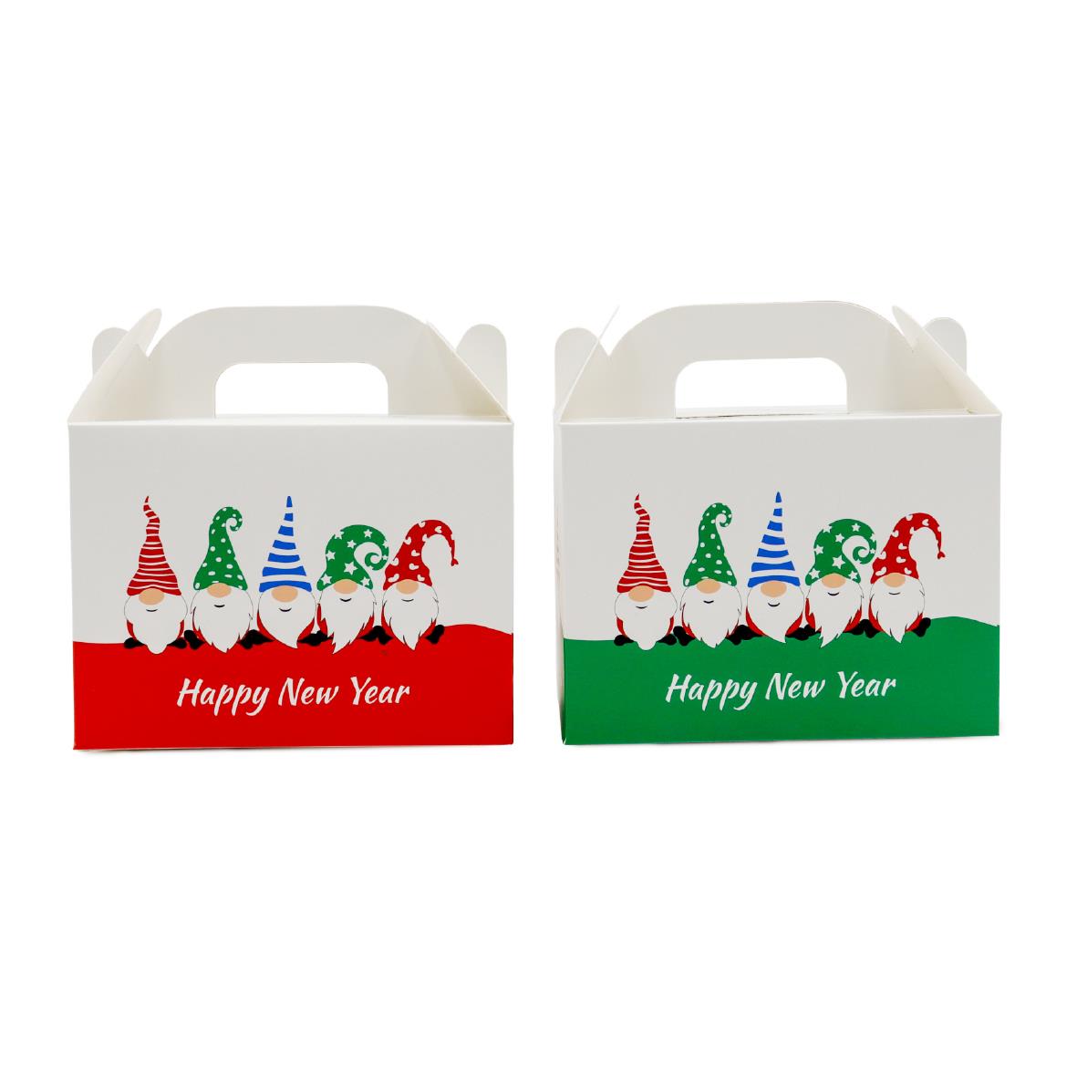 10x14 cm Yılbaşı Temalı El Geçme Kutu (2 Adet – Kırmızı & Yeşil)