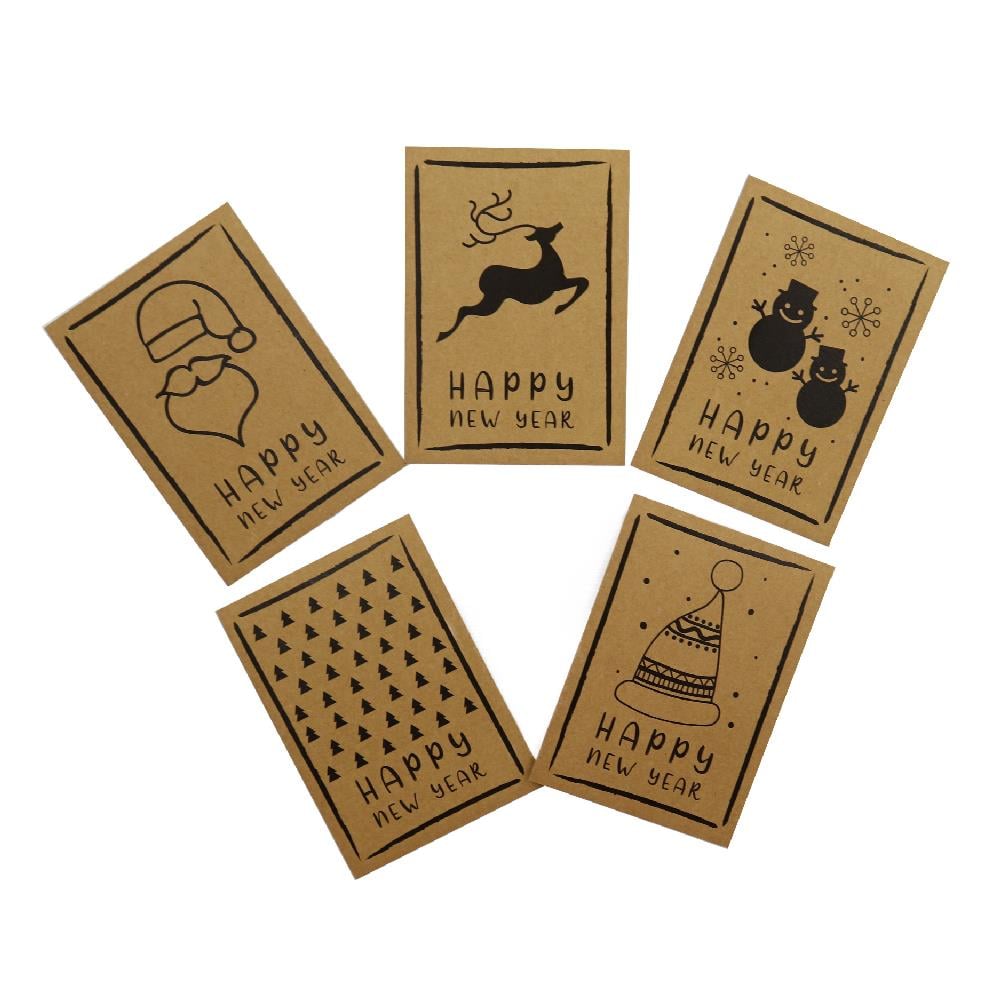 10x14 CM Yılbaşı Temalı Tebrik Kartı (5li Set)