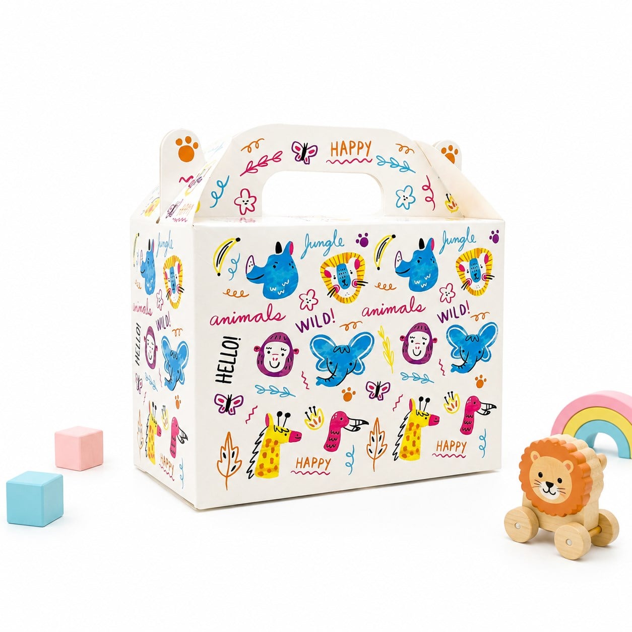 10x14 Sevimli Hayvan Temalı El Geçme Hediye Kutusu M1 (3lü Set)