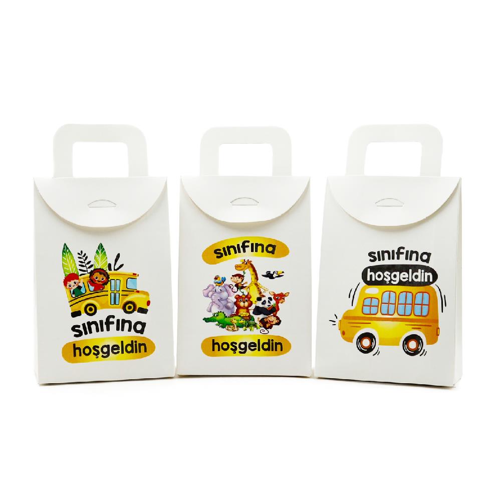 10x15 CM Sınıfına Hoşgeldin Temalı Çanta Model Kutu (3lü Set)