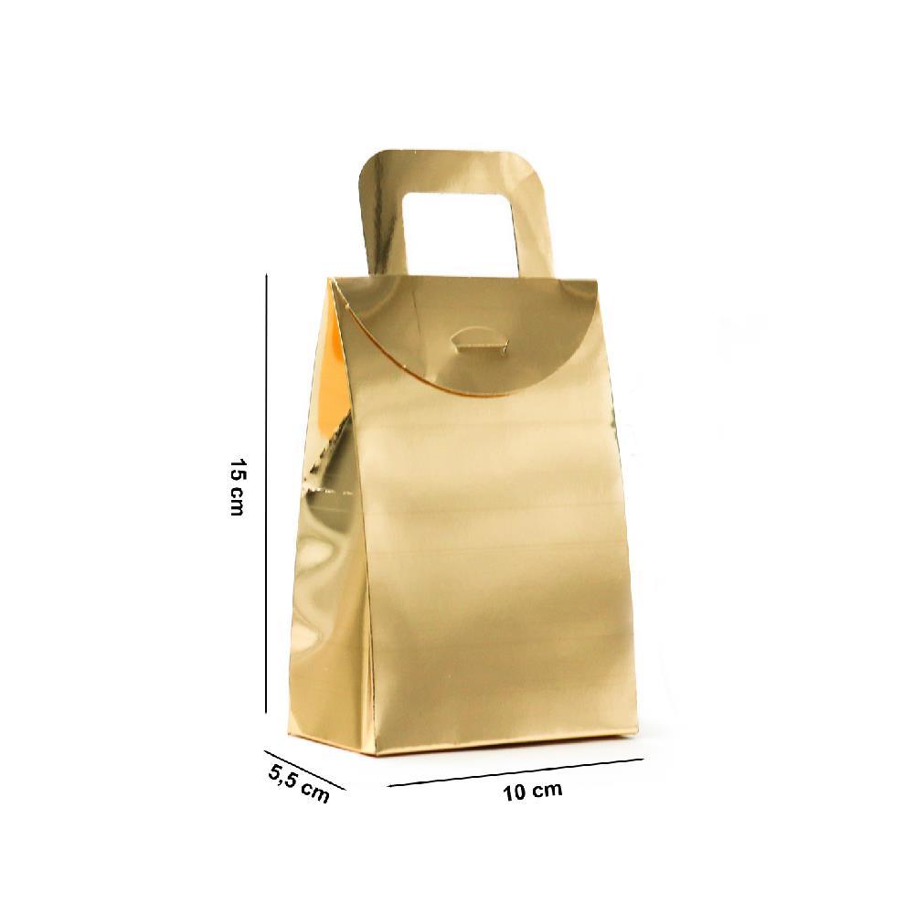 10x15 Gold Renk Çanta Model Hediyelik Kutu - 10lu Paket