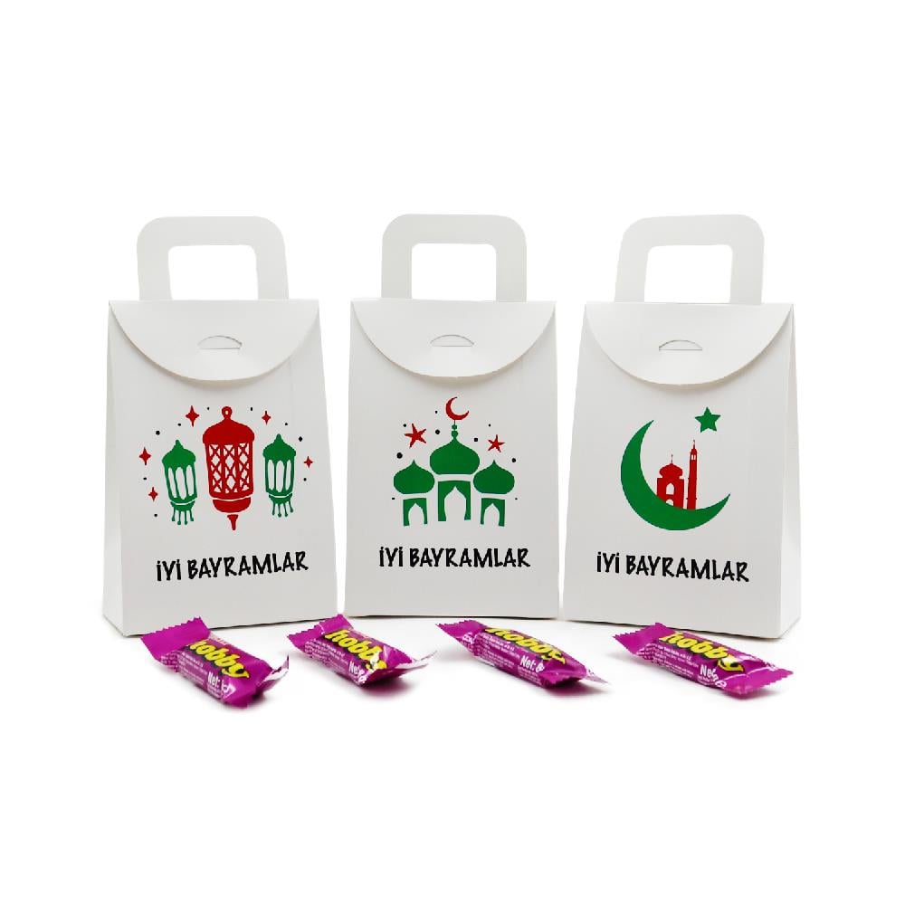 10x15 İyi Bayramlar Baskılı Çanta Model Kutu (3lü Set)