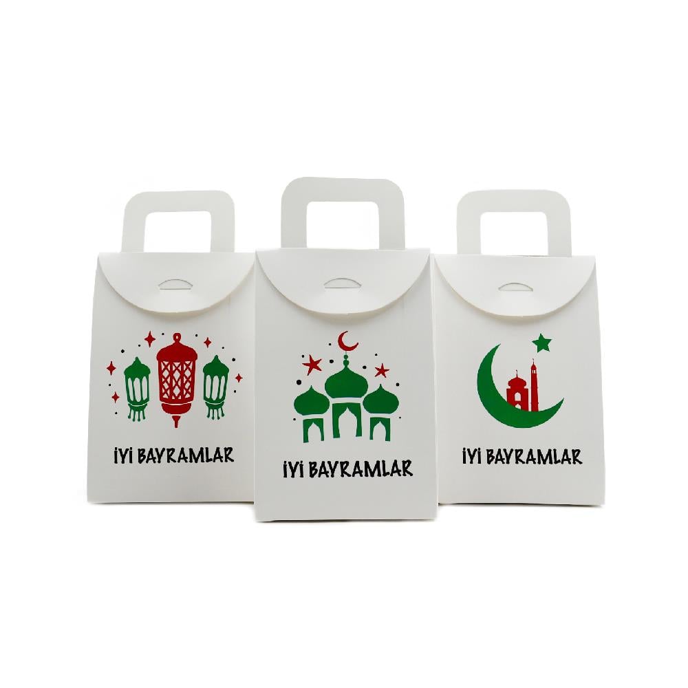 10x15 İyi Bayramlar Baskılı Çanta Model Kutu (3lü Set)