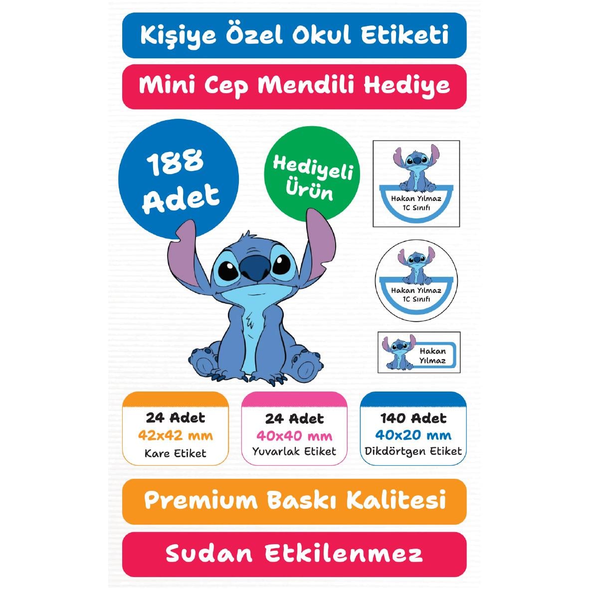 118 Adet Kişiye Özel Okul Etiketi Seti – Kalem, Defter, Kitap, Çanta İçin Yapışkanlı Etiketler | M20