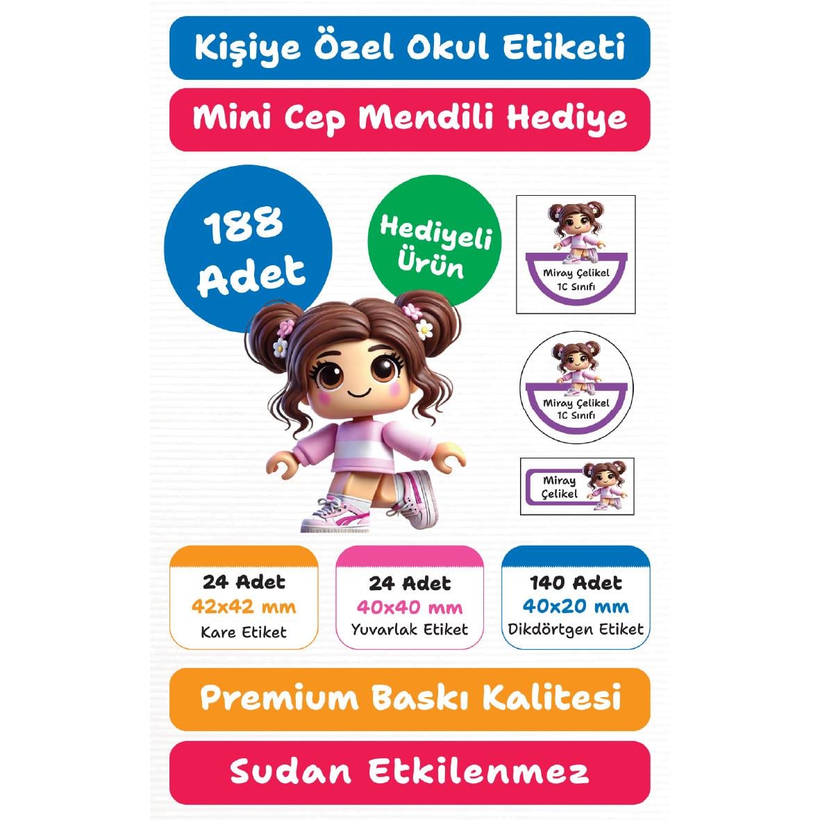 118 Adet Kişiye Özel Okul Etiketi Seti – Kalem, Defter, Kitap, Çanta İçin Yapışkanlı Etiketler | M28