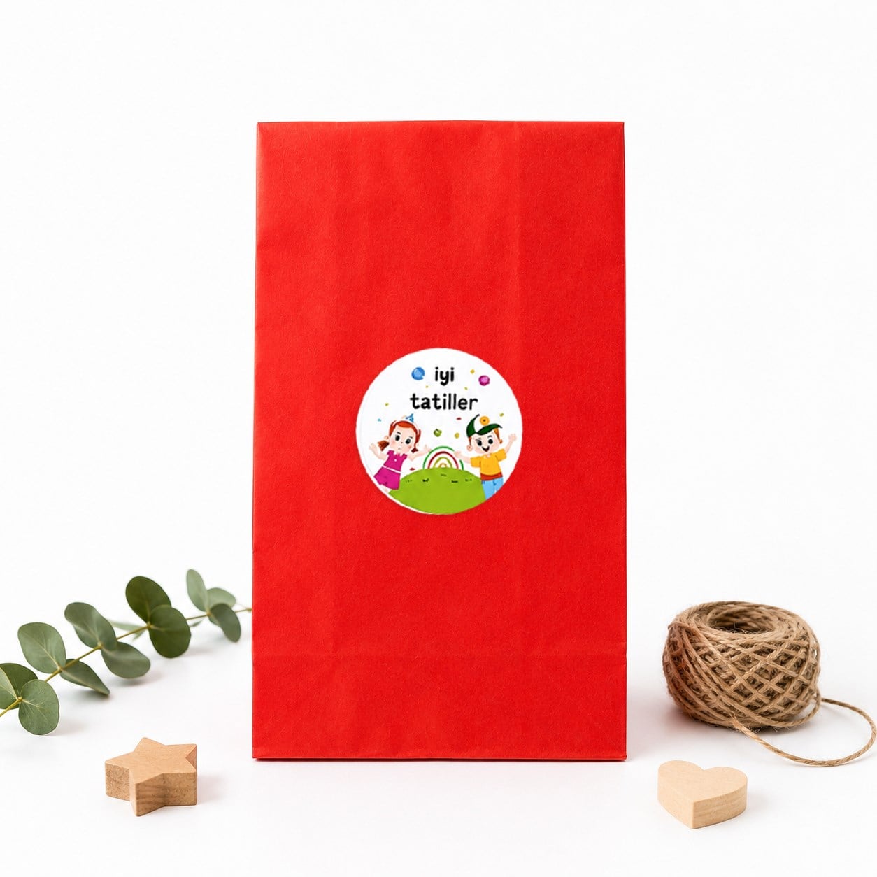 15x29 cm Karne Hediye Paketi ve Etiketli Set | 12li Renkli Kese Kağıdı