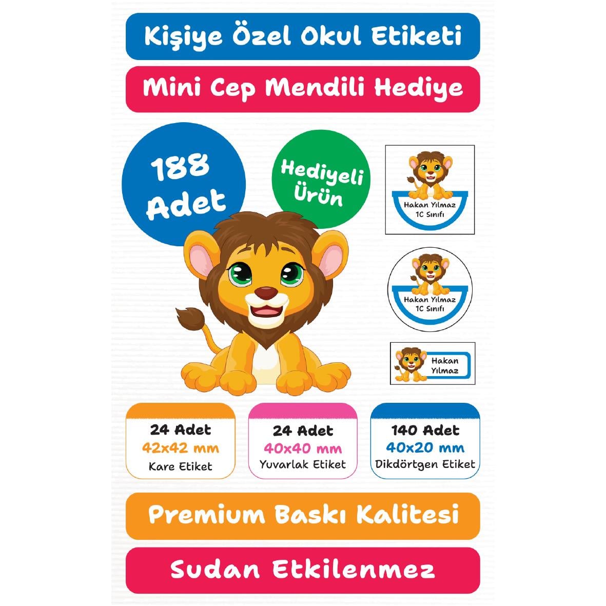 188 Adet Kişiye Özel Okul Etiketi Seti – Kalem, Defter, Kitap, Çanta İçin Yapışkanlı Etiketler | M6