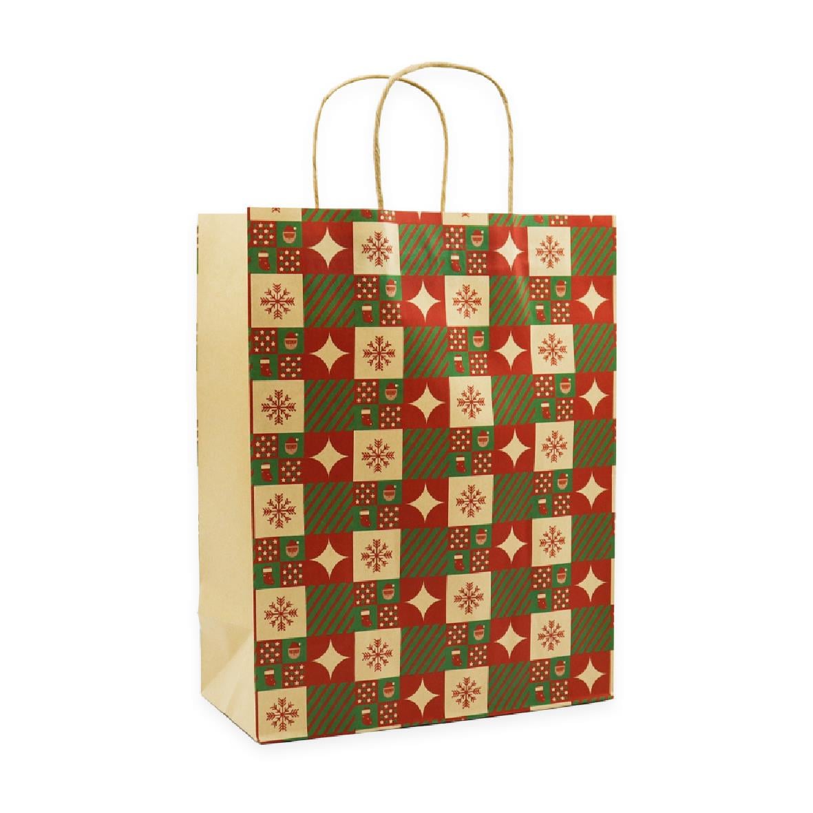 19x26 Yılbaşı Temalı Kraft Hediye Çantası 2li Set | M1