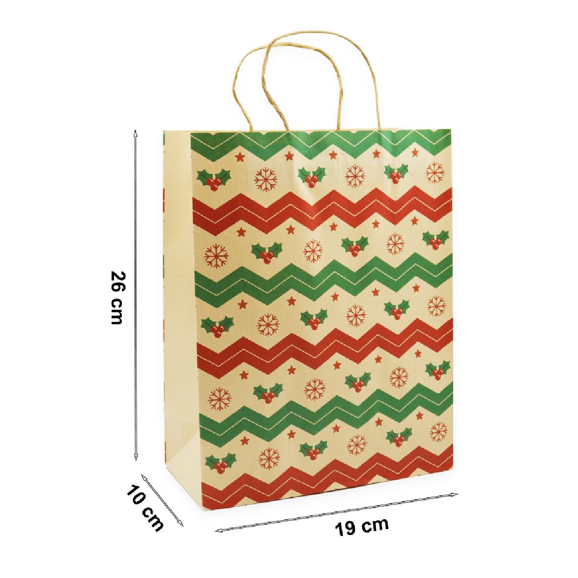19x26 Yılbaşı Temalı Kraft Hediye Çantası 2li Set | M2