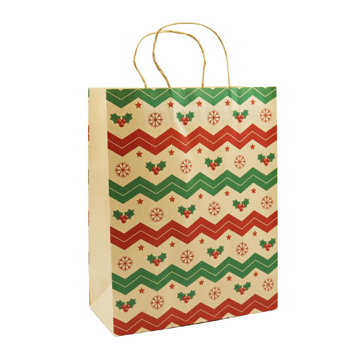 19x26 Yılbaşı Temalı Kraft Hediye Çantası 2li Set | M2