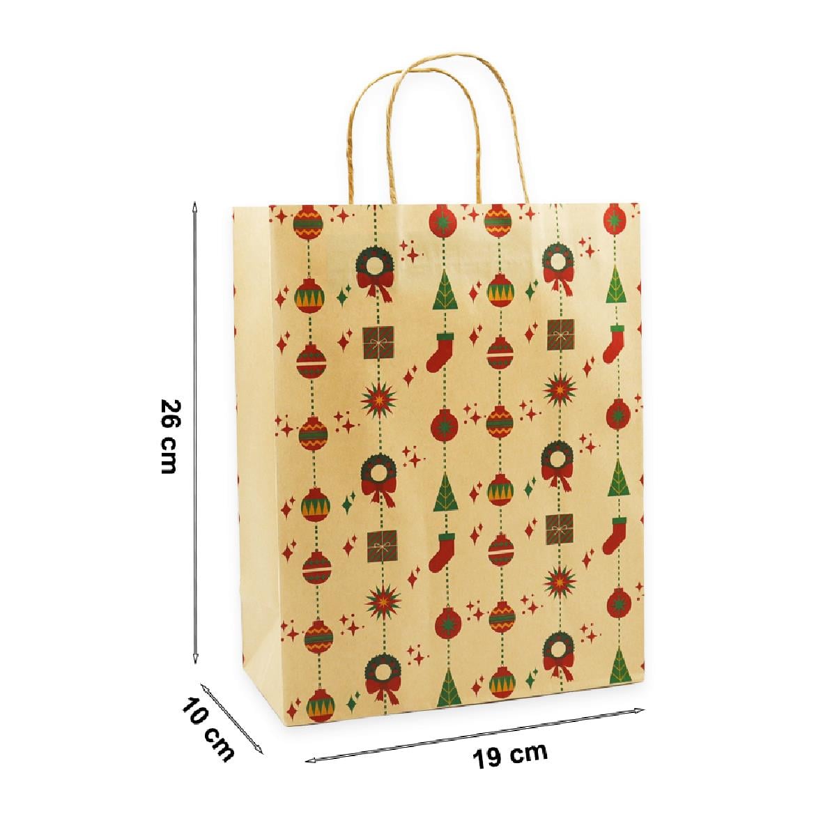 19x26 Yılbaşı Temalı Kraft Hediye Çantası 2li Set | M4