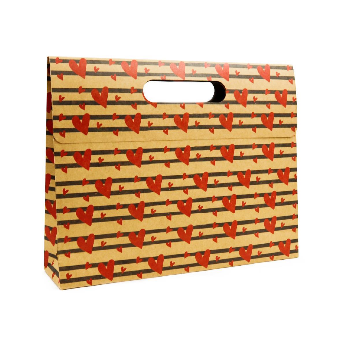 38x30 Kalp Harmanı Zarf Model Karton Çanta