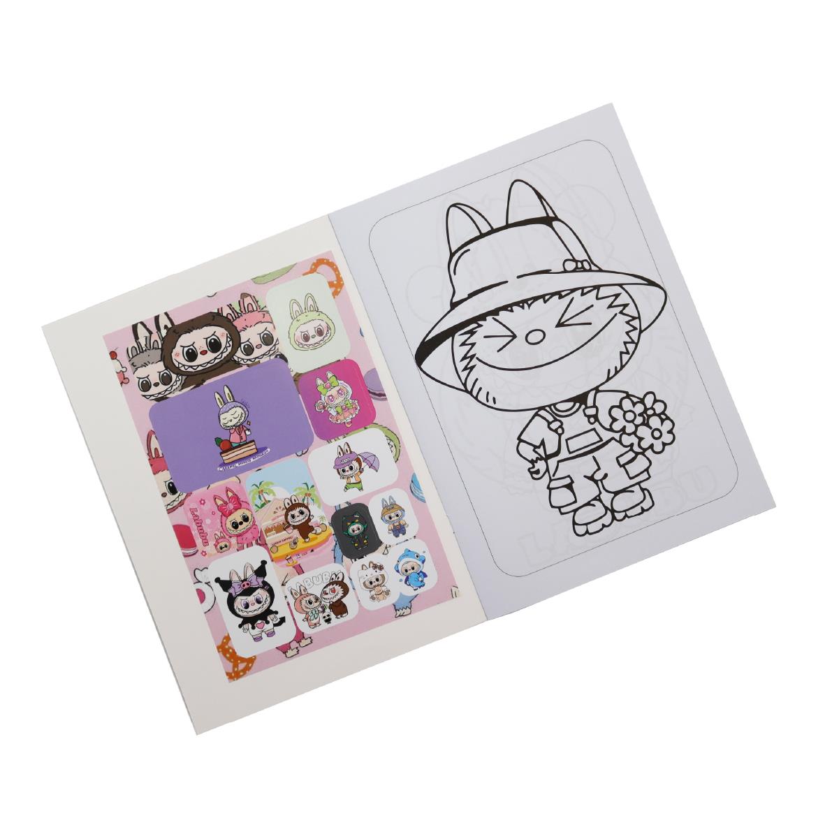 LABUBU Temalı Maskeli ve Stickerlı Boyama Kitabı – 16 Sayfa Renkli Eğlence!