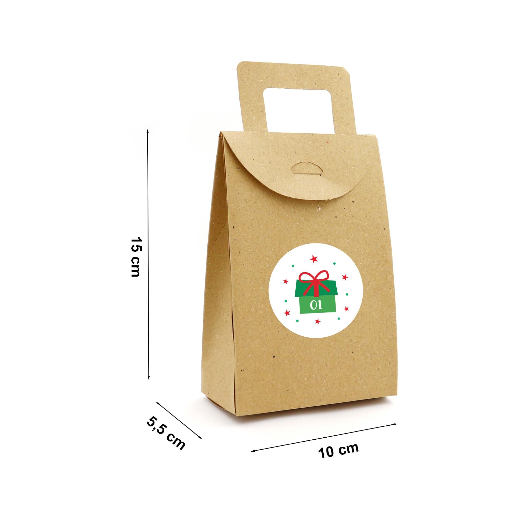 Yılbaşı Advent Calendar Kraft Hediye Kutusu Seti – 24lü