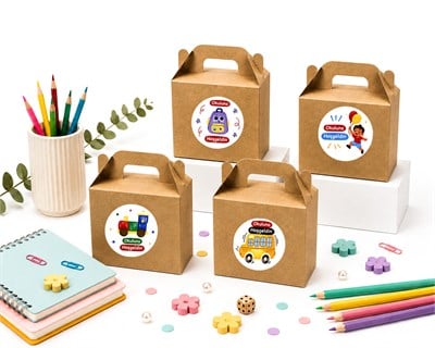 10x14 cm Kraft Karton Hediye Kutusu Okuluna Hoşgeldin Etiketli 12li Set