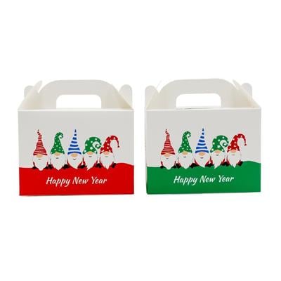 10x14 cm Yılbaşı Temalı El Geçme Kutu (50 Adet – Kırmızı & Yeşil)