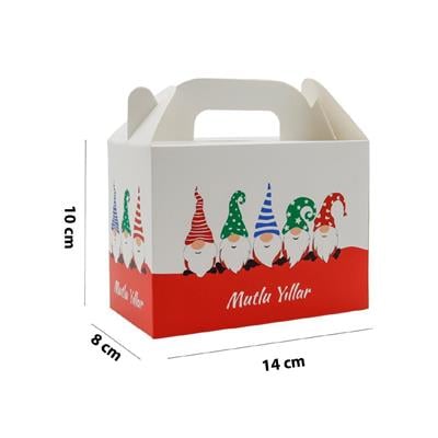 10x14 cm Yılbaşı Temalı El Geçme Kutu (50 Adet – Kırmızı & Yeşil)