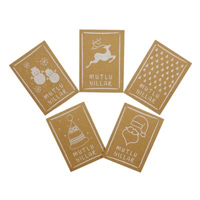 10x14 CM Yılbaşı Temalı Tebrik Kartı (5li Set)