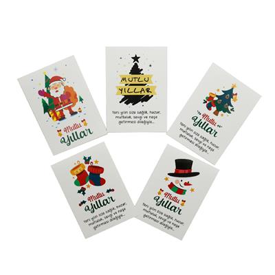 10x14 CM Yılbaşı Temalı Tebrik Kartı (5li Set)