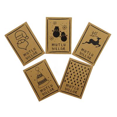 10x14 CM Yılbaşı Temalı Tebrik Kartı (5li Set)