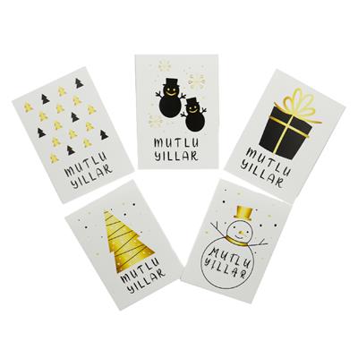 10x14 CM Yılbaşı Temalı Tebrik Kartı (5li Set)