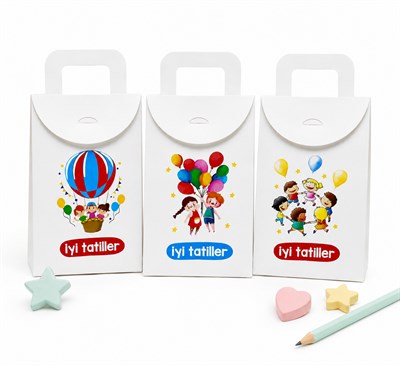 10x15 CM İyi Tatiller Temalı Çanta Model Kutu (3lü Set)