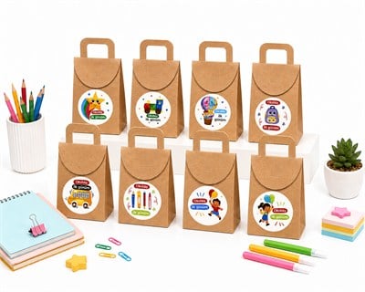 10x15 cm Kraft Karton Hediye Kutusu Okulda İlk Günüm Etiketli 20 Adet
