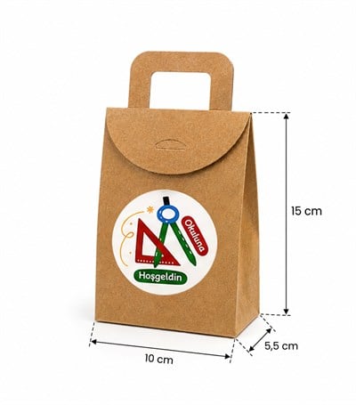 10x15 cm Kraft Karton Hediye Kutusu Okuluna Hoşgeldin Etiketli 20 Adet