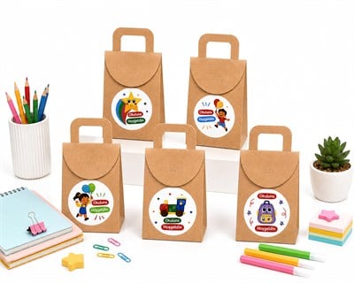 10x15 cm Kraft Karton Hediye Kutusu Okuluna Hoşgeldin Etiketli 20 Adet