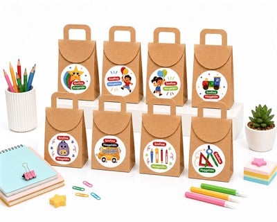 10x15 cm Kraft Karton Hediye Kutusu Sınıfına Hoşgeldin Etiketli 20 Adet